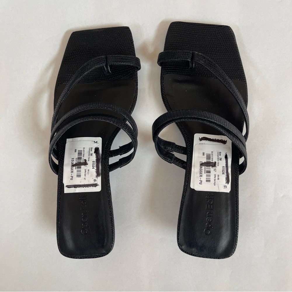 Open Edit Jagger Black Mini Lizard Sandals
Size US 7M